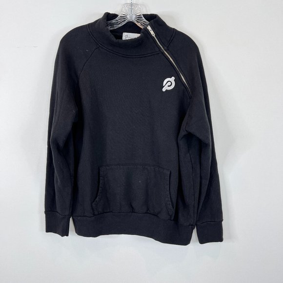 Peloton XL Side Zip Front Pullover Black Sweater Pockets Style #cmf903